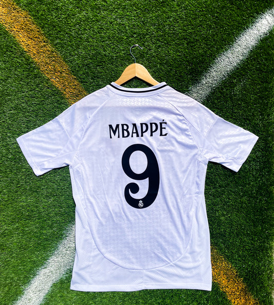 Real Madrid 2024-2025 Home Jersey – Mbappé #9 & Bellingham #5 Modern White Adidas Football Shirt - Five Of Cups Official