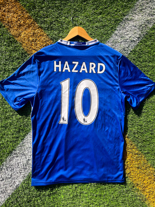 Back view showing Hazard #10 on Chelsea’s Adidas home shirt

