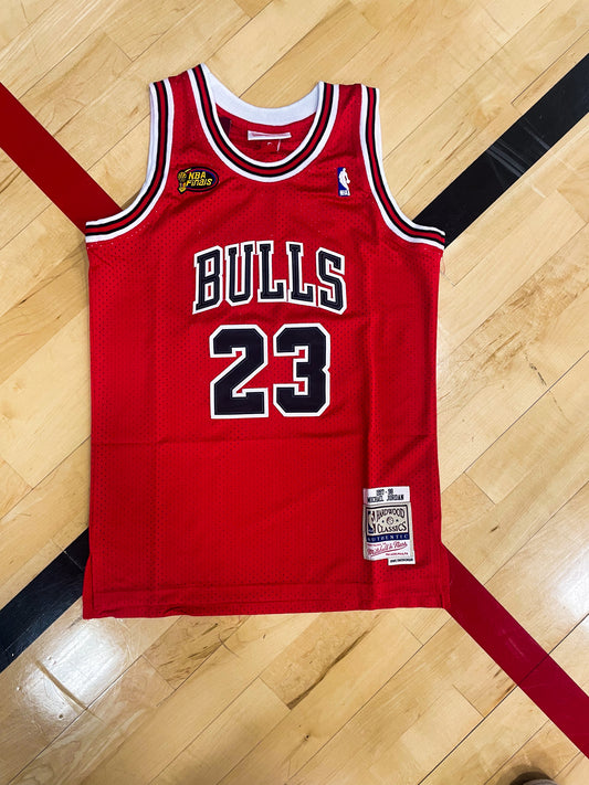 Chicago Bulls 1997–1998 Michael Jordan #23 Vintage Kids NBA Home Jersey – Classic Red & Black Youth Jersey - Five Of Cups Official