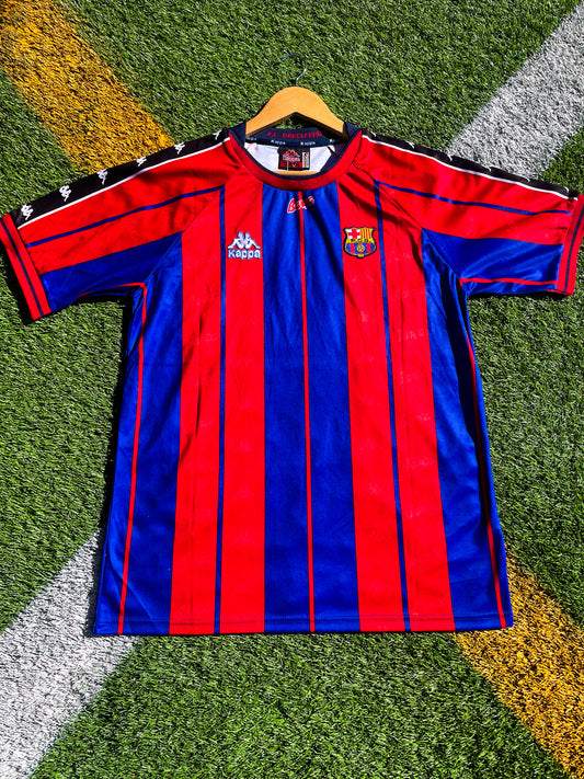 FC Barcelona 1995-1996 Home Jersey – Ronaldo #9 Vintage Kappa Classic Football Shirt - Five Of Cups Official