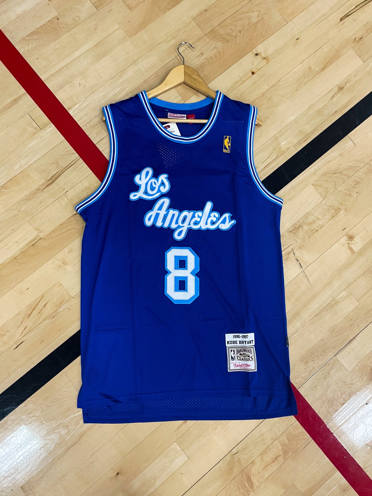 Los Angeles Lakers 1996–1997 Kobe Bryant #8 Retro NBA Jersey – Classic Forum Blue Edition - Five Of Cups Official