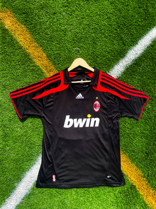 Front view of AC Milan 2007-08 Third Kaká #22 jersey in black with red accents

