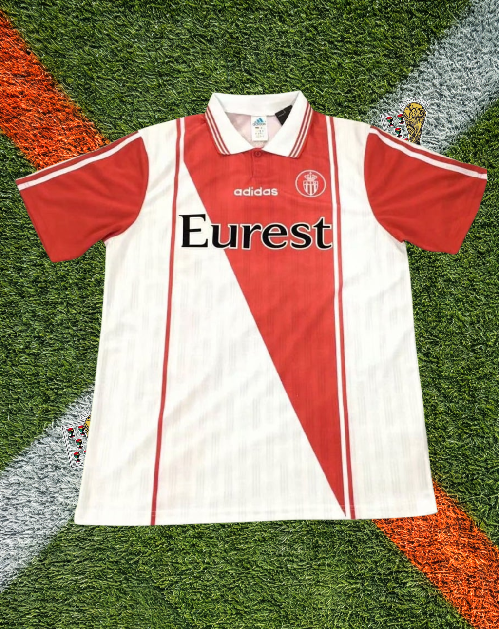 AS Monaco 1994-95 Home Jersey – Eurest Diagonal Edition