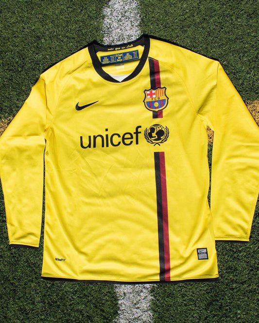 FC Barcelona 2008–09 Away Jersey – Bright Yellow – Treble Season Tribute