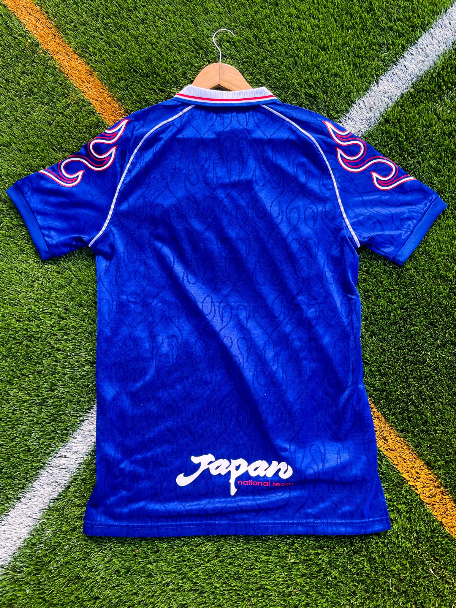 Back view of retro Samurai Blue jersey

