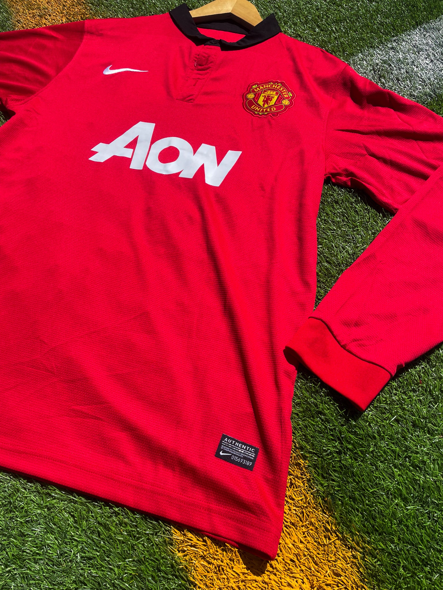 Manchester United 2013–2014 Home Jersey Rooney #10 – Red AON Vintage Nike Football Shirt - Five Of Cups Official