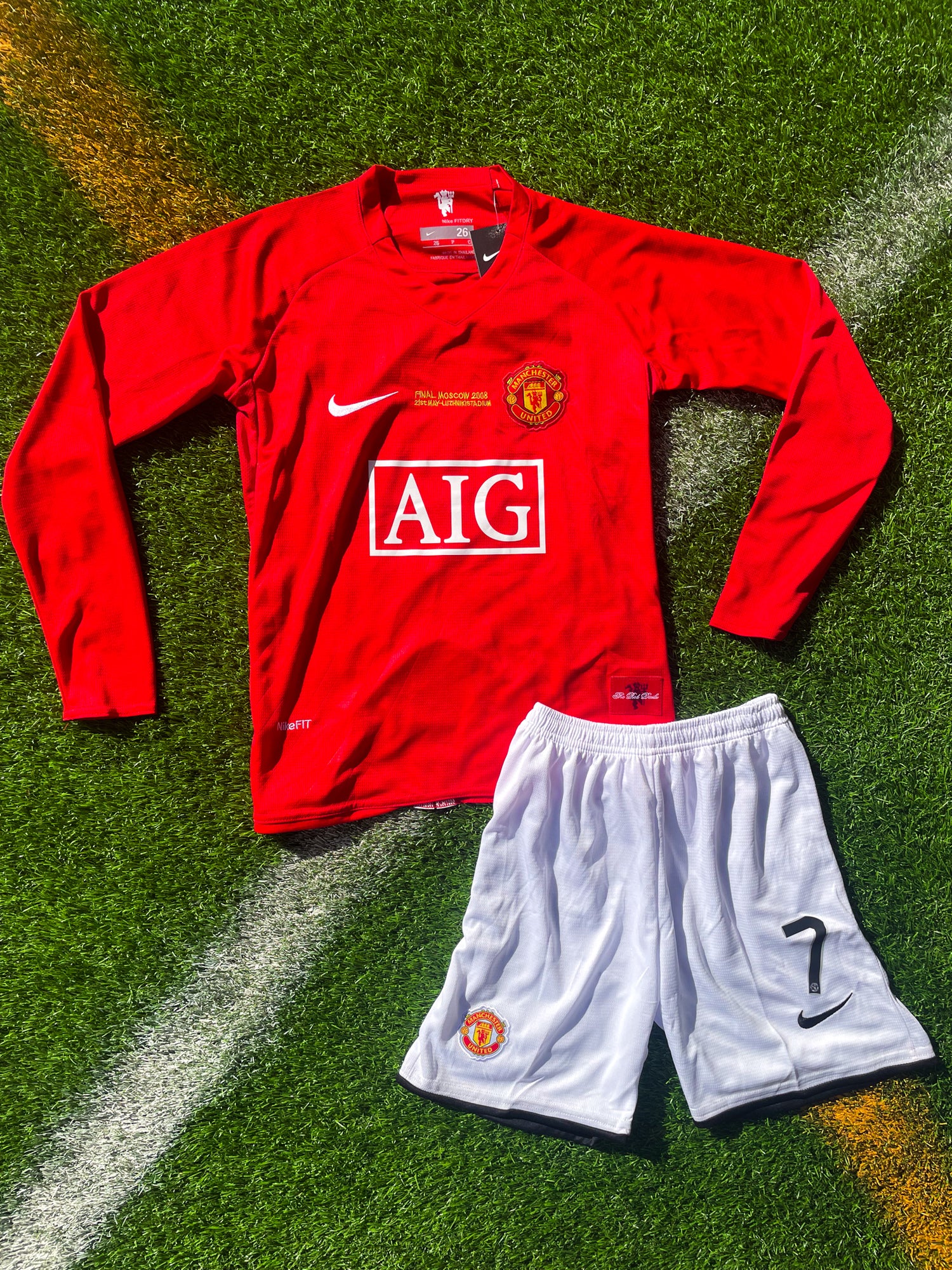 Manchester United 2007–2008 Home Jersey Ronaldo #7 – Kids Red Retro Nike Football Shirt - Five Of Cups Official
