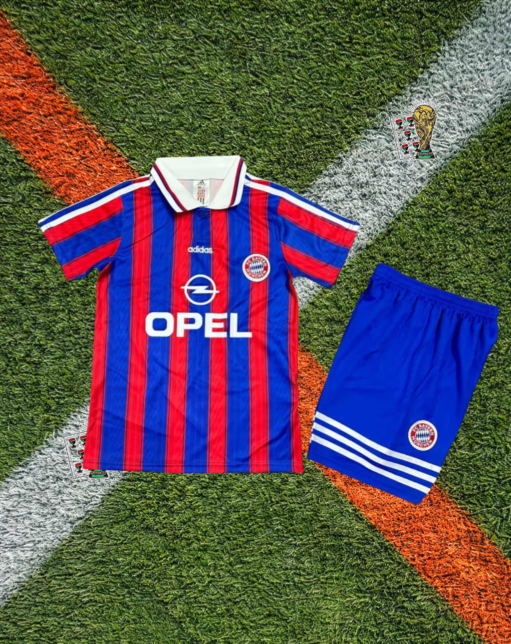 Bayern Munich 1996-97 Away Jersey – Red-Blue Stripe Youth Edition