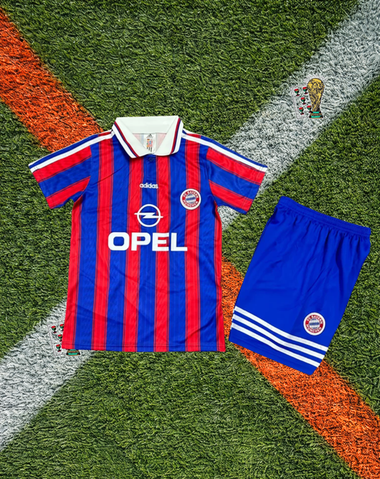 Bayern Munich 1996-97 Away Jersey – Red-Blue Stripe Youth Edition