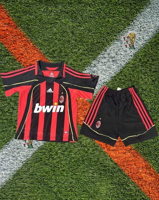 AC Milan 2007-08 Home Jersey – Bwin Gold Piping Youth Edition
