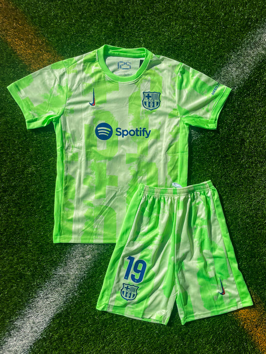 FC Barcelona 2024-2025 Third Kids Jersey – Lamine Yamal #19 Modern Green Football Shirt - Five Of Cups Official