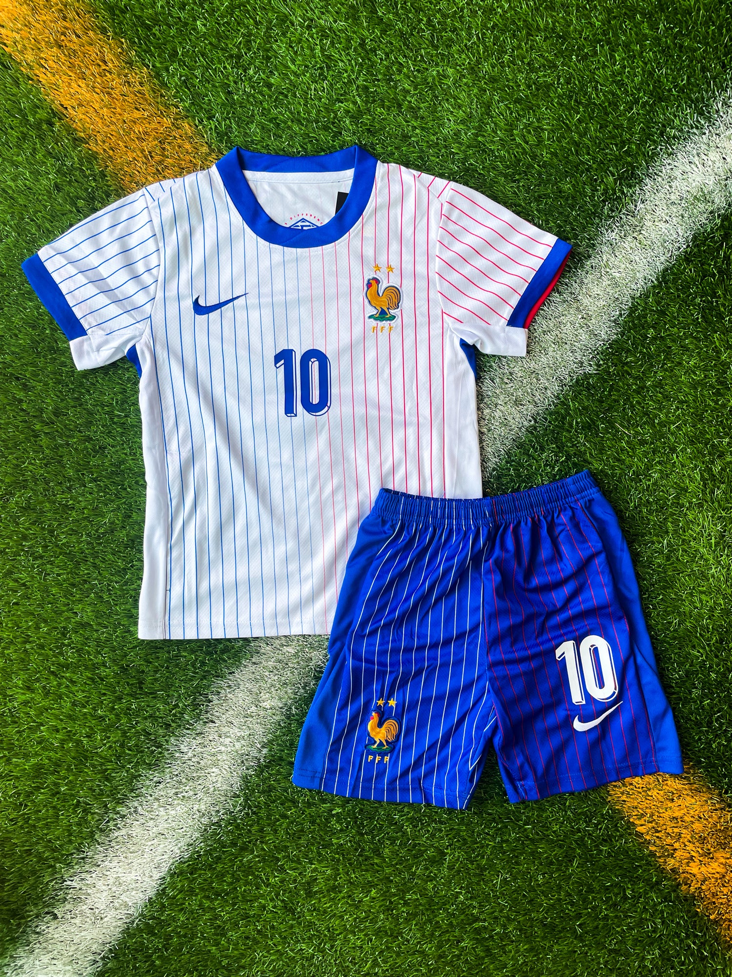 France 2024 Away Mbappé #10 White Soccer Jersey – Kids Official Euros Edition Kit - Five Of Cups Official