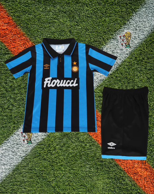 Inter Milan 1990-91 Home Jersey – Tie-Collar Classic Home Youth Edition