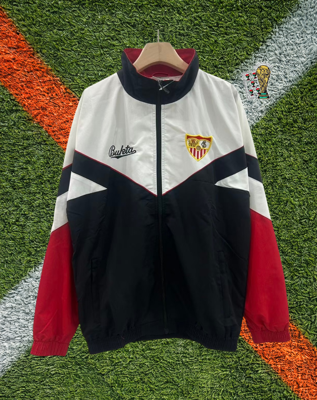 Sevilla FC 1990s Windbreaker – Nervión Retro Chevron Classic