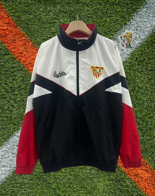 Sevilla FC 1990s Windbreaker – Nervión Retro Chevron Classic