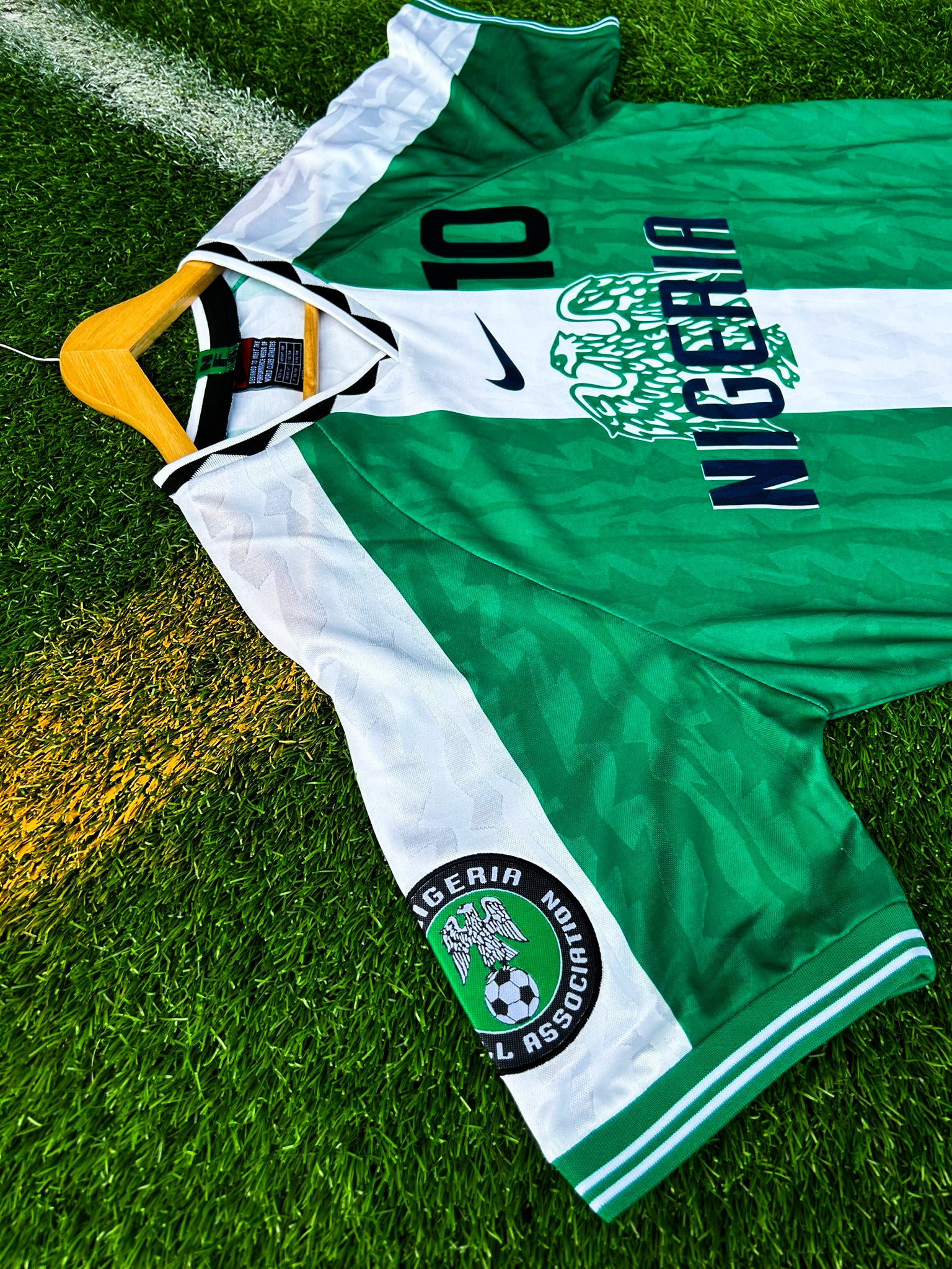Nigeria 1996 Home Okocha #10 Rare Soccer Jersey – Vintage Super Eagles Kit with Classic 90s Flair - Five Of Cups Official