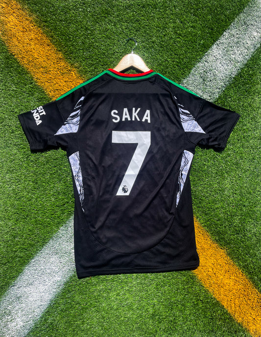 Arsenal 2024–2025 Away Jersey Saka #7 – Black Adidas Football Shirt with Modern Streetwear Edge - Five Of Cups Official