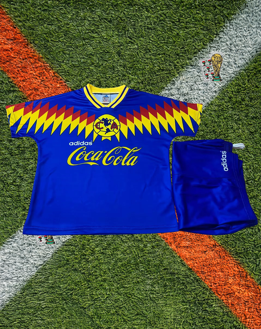 Club America 1994-95 Away Jersey – Blue Zigzag Youth Edition