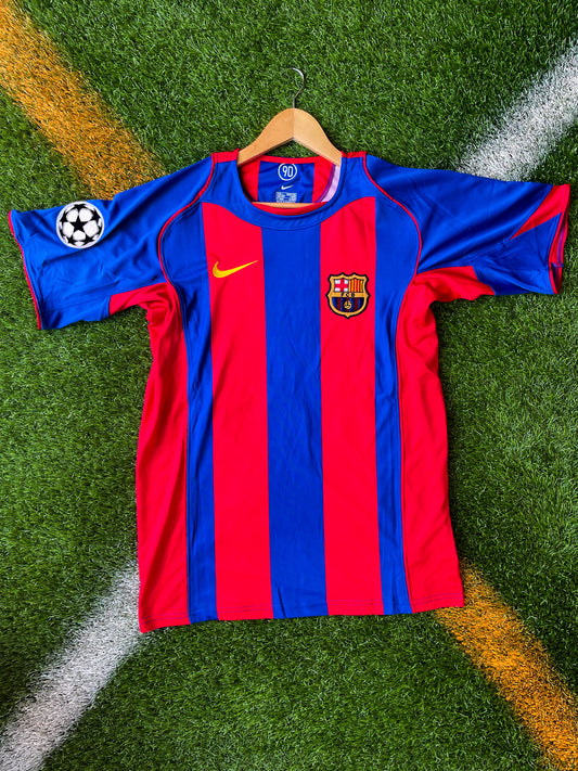 FC Barcelona 2004-2005 Home Jersey – Messi #30 Vintage Champions League Blaugrana Football Shirt - Five Of Cups Official