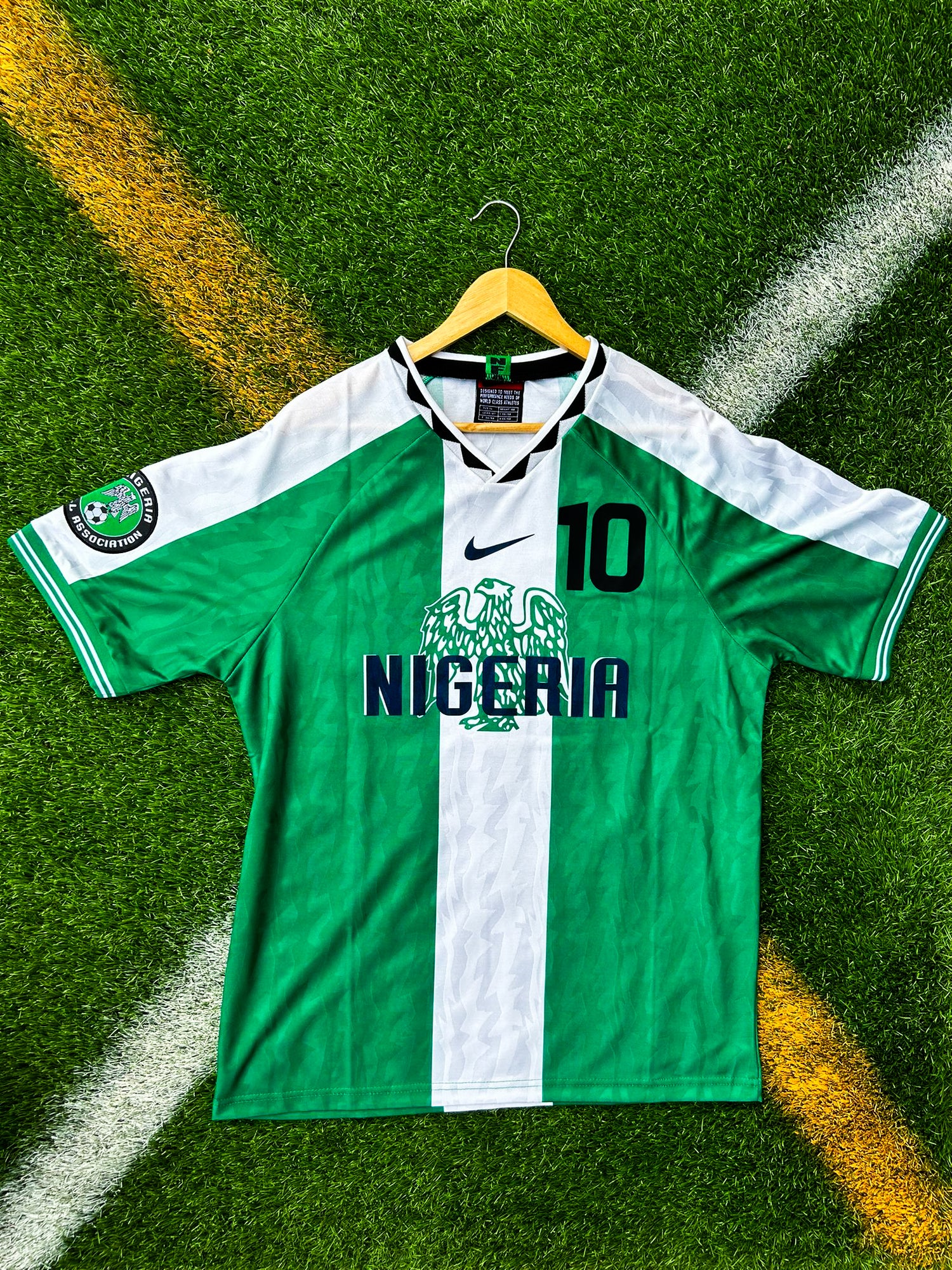 Nigeria 1996 Home Okocha #10 Rare Soccer Jersey – Vintage Super Eagles Kit with Classic 90s Flair - Five Of Cups Official