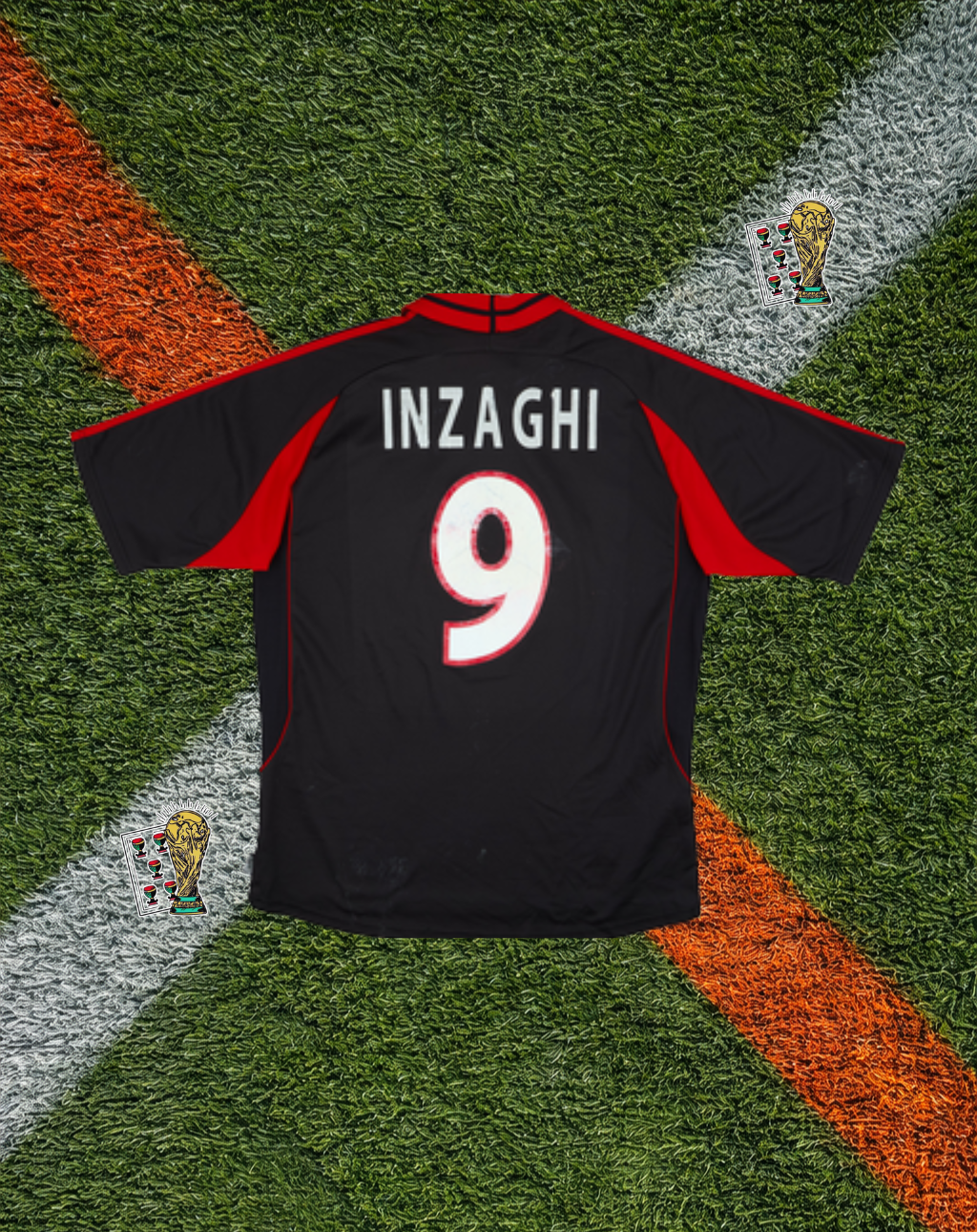 AC Milan 2000–01 Third Jersey – Inzaghi #9 - Vintage Black Opel Kit