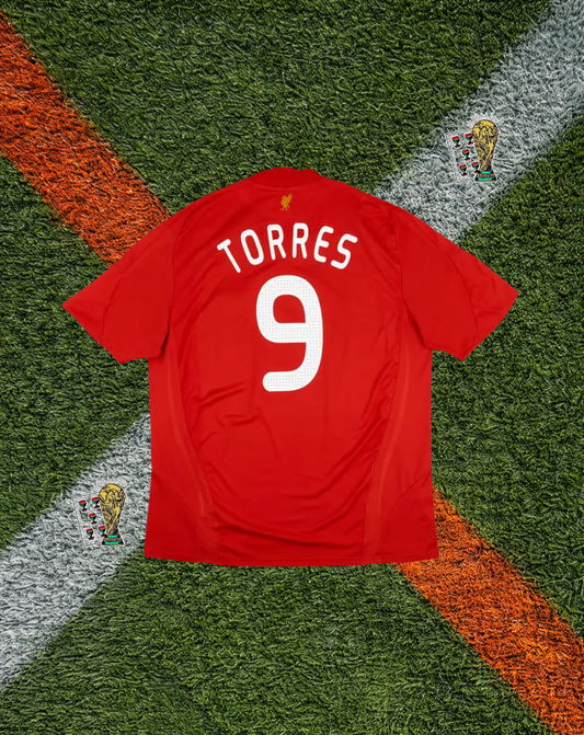 Liverpool FC 2008–10 Home Torres #9 – Adidas Red Retro Football Shirt Carlsberg Vintage