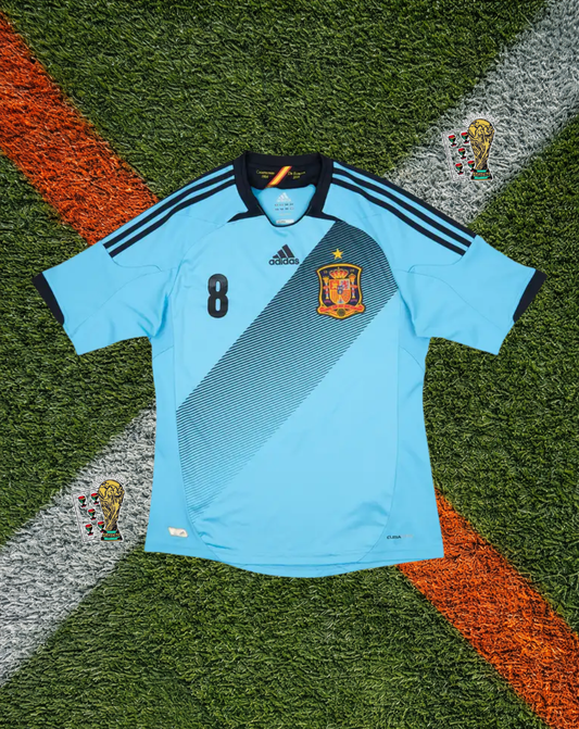 Spain 2012/13 Away Jersey – Xavi #8 – Sky Blue Adidas ClimaCool Edition