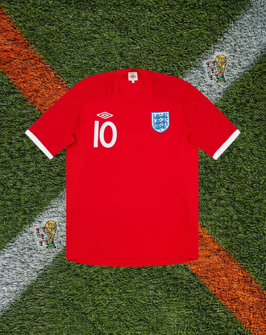 England 2010–11 Away Jersey – Rooney #10- Classic Red Lions Edition
