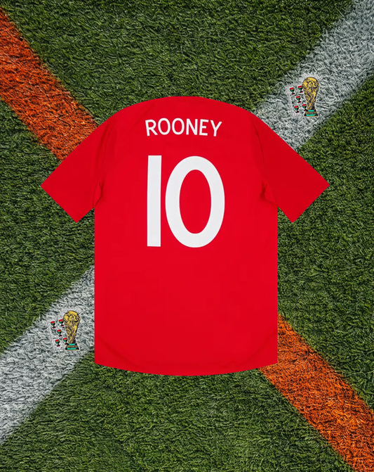 England 2010–11 Away Jersey – Rooney #10- Classic Red Lions Edition