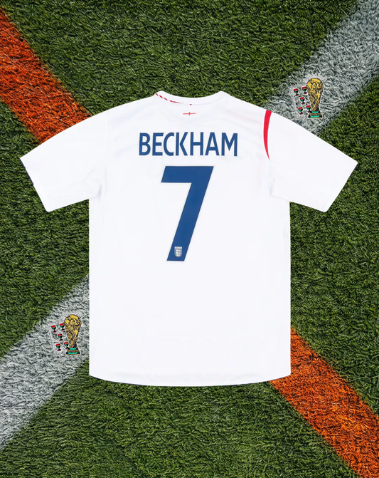 England 2005–2007 Home Jersey – Beckham #7- St. George’s Cross Accent Design
