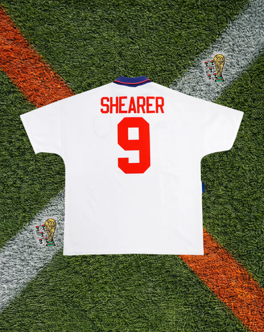 England 1993–1995 Home Jersey – Shearer #9 - Diamond-Pattern Umbro Classic