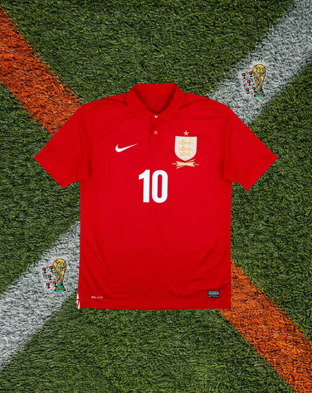 England 2013–2014 Away Jersey (150th Anniversary Edition) – Rooney #10-Red Commemorative Crest Design