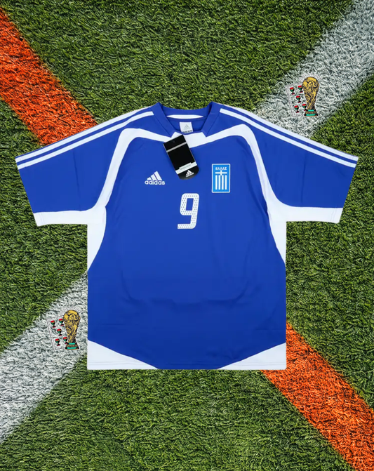 Greece 2004 Away Jersey - #9 CHARISTEAS - Royal Blue Euro Champions V-Neck