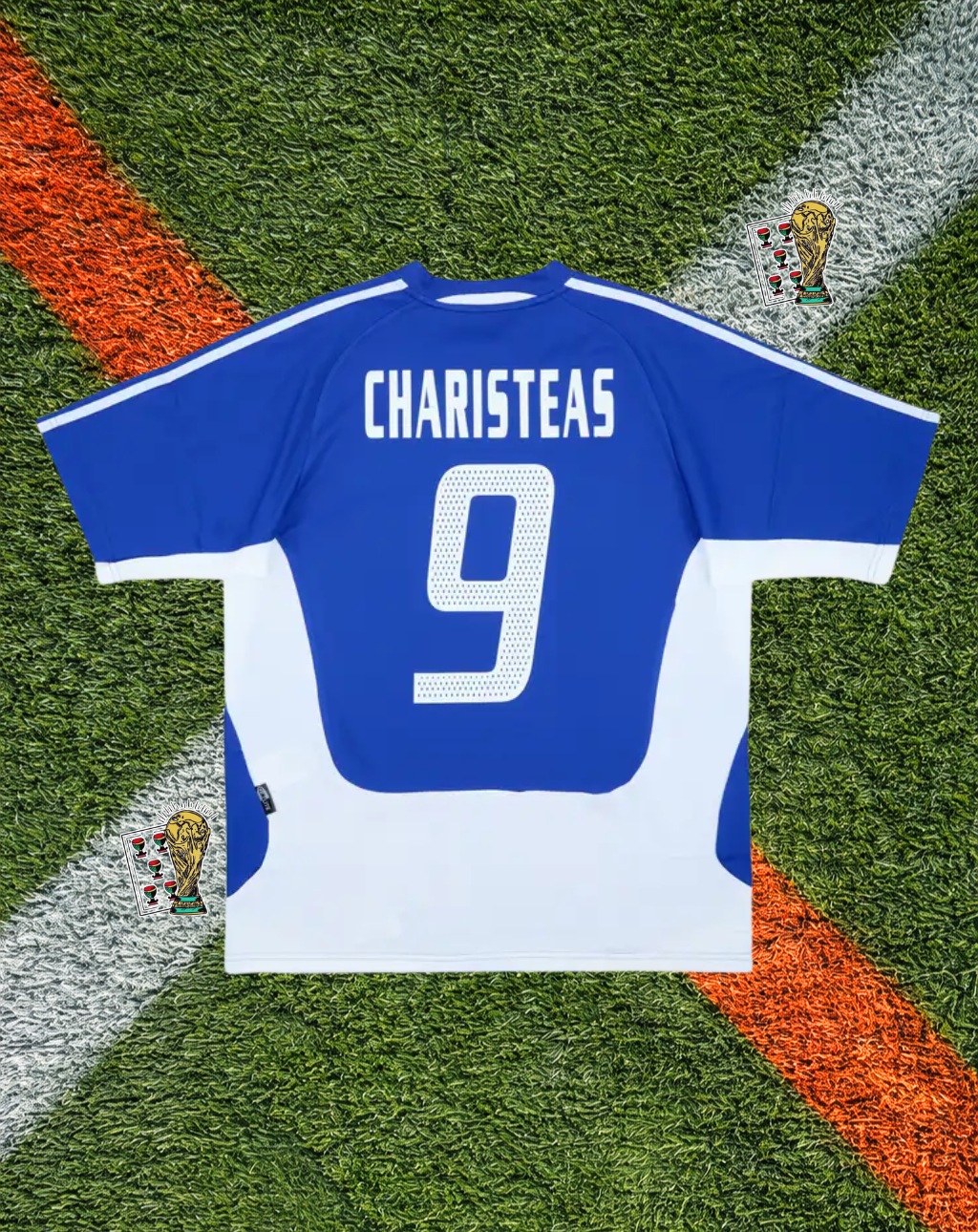 Greece 2004 Away Jersey - #9 CHARISTEAS - Royal Blue Euro Champions V-Neck