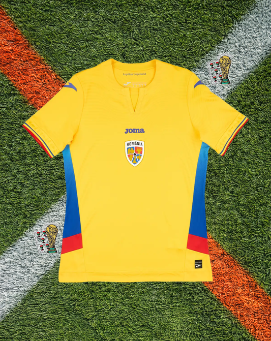 Romania 2025/2026 Home Jersey -Vibrant Yellow Centered Badge Minimalist V-Neck