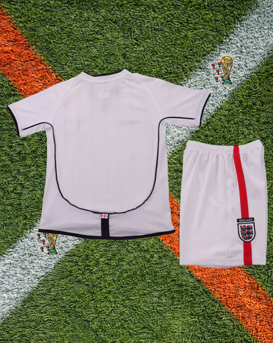 England 2002 Home Beckham #7 Retro World Cup Soccer Jersey – Iconic Three Lions Kit- Kids Edition