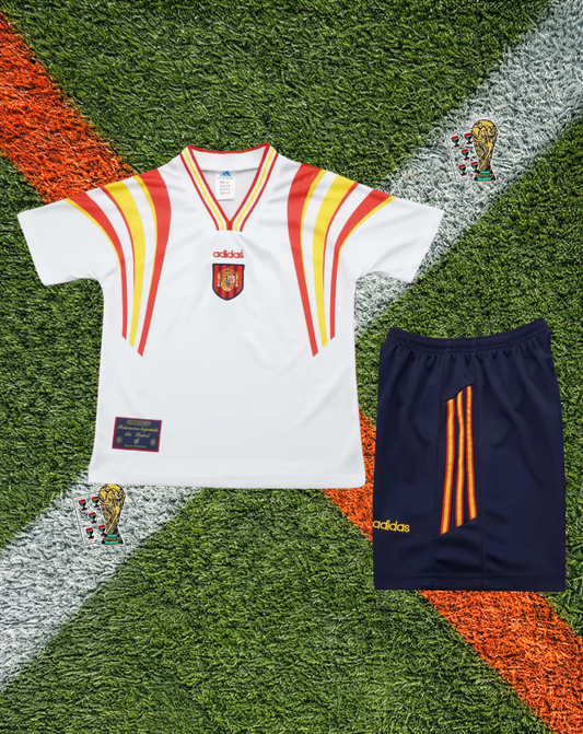 Spain 1996 Third Jersey – EURO 96 Edition – White Classic - Kids Version