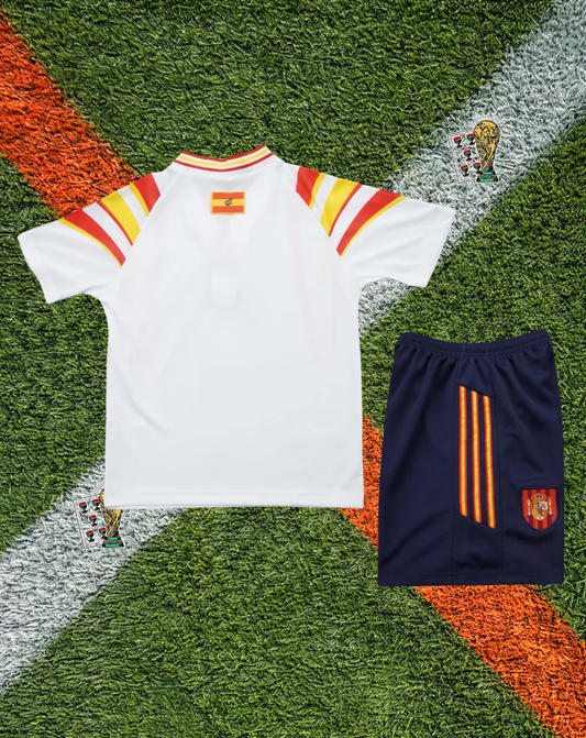 Spain 1996 Third Jersey – EURO 96 Edition – White Classic - Kids Version