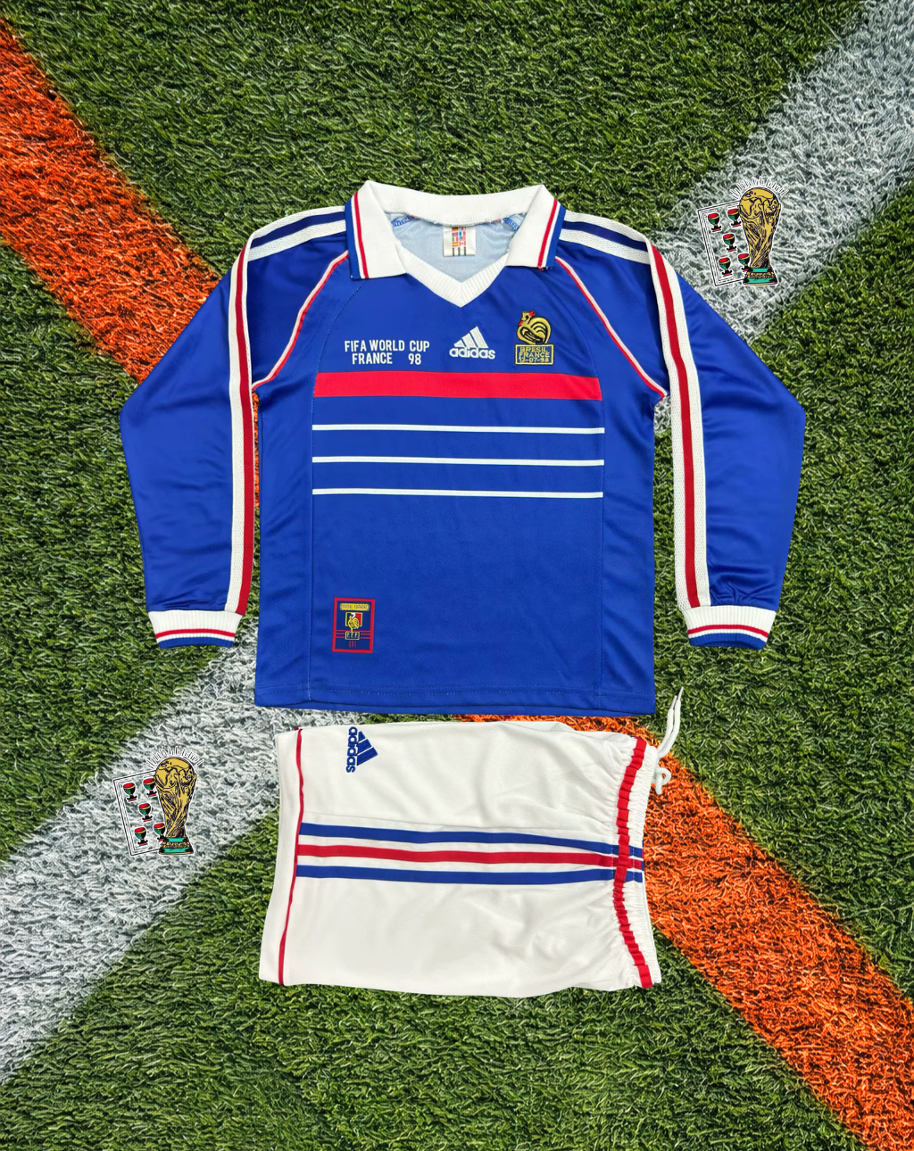 France 1998 Home  Retro World Cup Champions Soccer Jersey – Vintage Longsleeve Kids Edition (Copy)