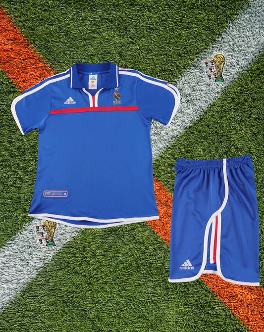 France 2000 Home  Retro Euros Champions Soccer Jersey –  Kit from a Historic Tournament- Kids Edition