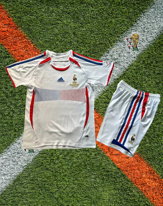 France 2006 Away Vintage World Cup Soccer Jersey – Retro White Kit- Kids Edition