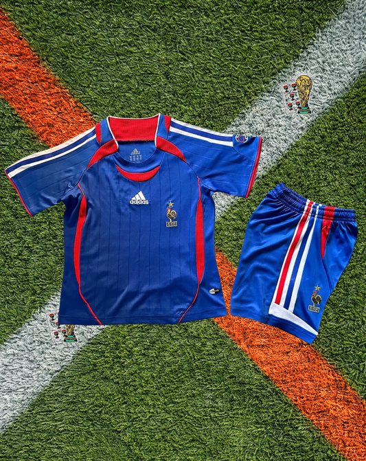 France 2006 Home Vintage World Cup Soccer Jersey – Retro Blue Kit- Kids Edition