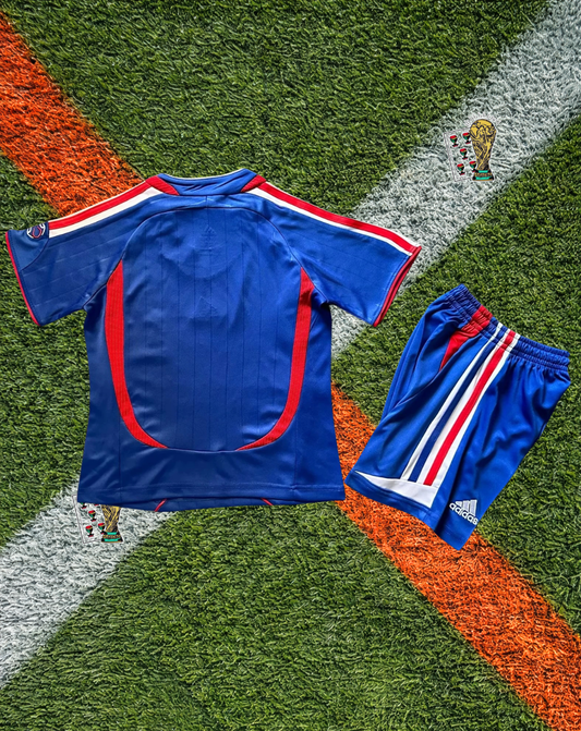 France 2006 Home Vintage World Cup Soccer Jersey – Retro Blue Kit- Kids Edition