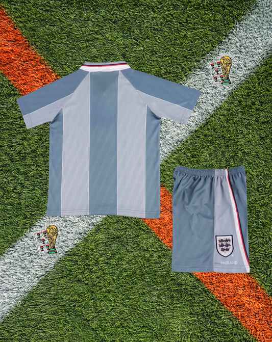 England 1996 Away Jersey -Indigo-Grey Graphic Euro's - Kids Edition