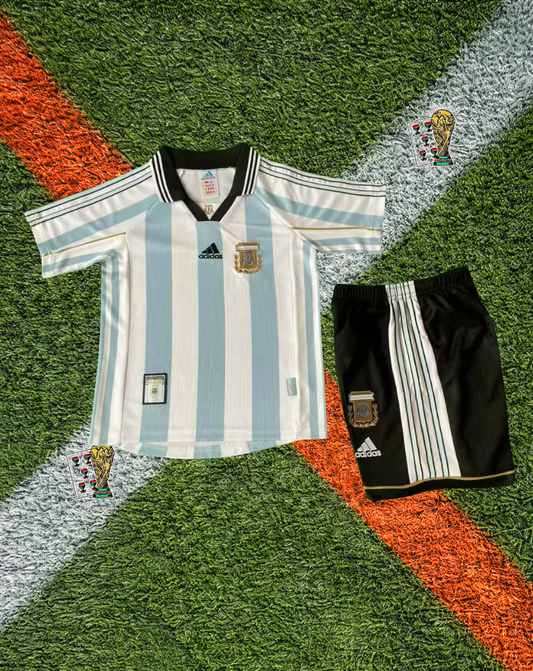 Argentina 1998 Home Jersey- Vintage World Cup Classic Kids Football Kit