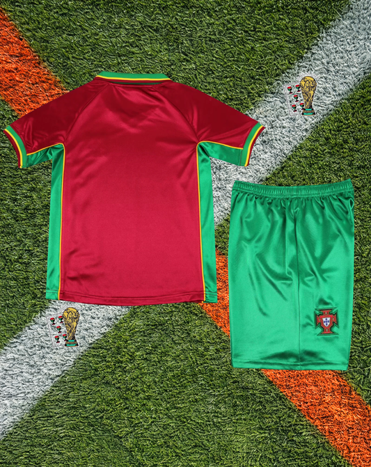 Portugal 1997/1998 Home Jersey –Deep Maroon Textured Red Vibrant Green Accent - Kids Edition (Copy)