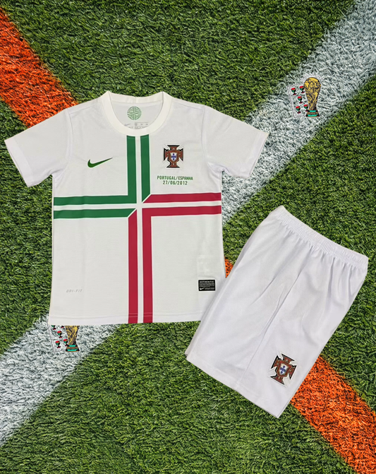 Portugal 2012 Away Ronaldo #7 Vintage Euro Soccer Jersey – Iconic Nike Kit with Cross Design from the Euros Era- Kids Edition