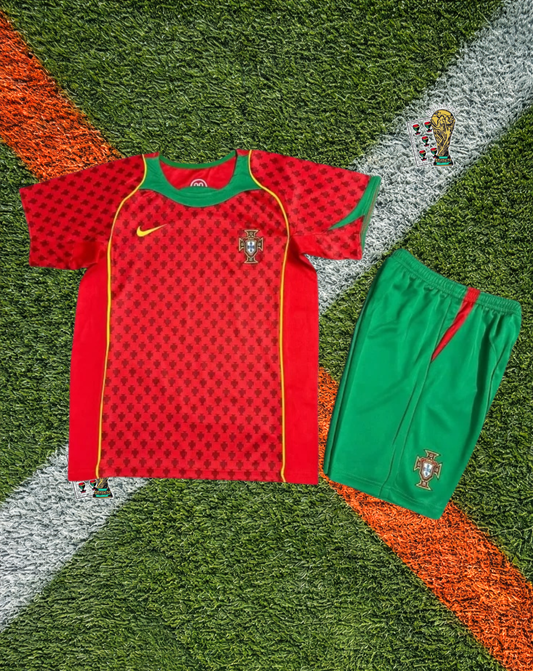 Portugal 2004 Home C. Ronaldo #7 Vintage Euro Cup Final Soccer Jersey – Iconic Kit- Kids Edition