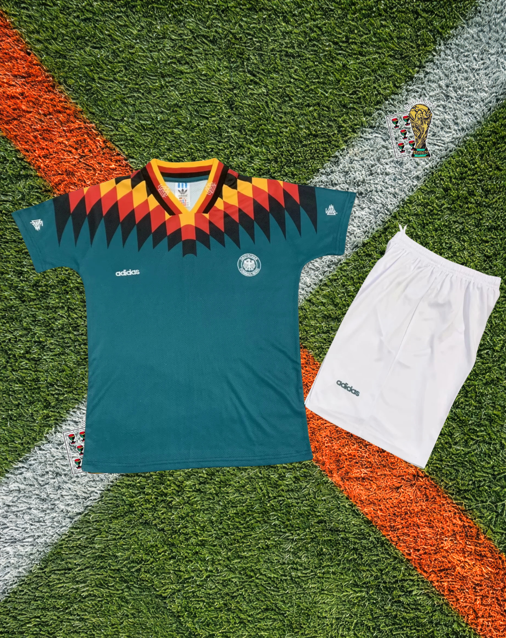 Germany 1994 Away Vintage World Cup Soccer Jersey – Rare Retro Adidas Diamond Design from USA ’94 - Youth Edition