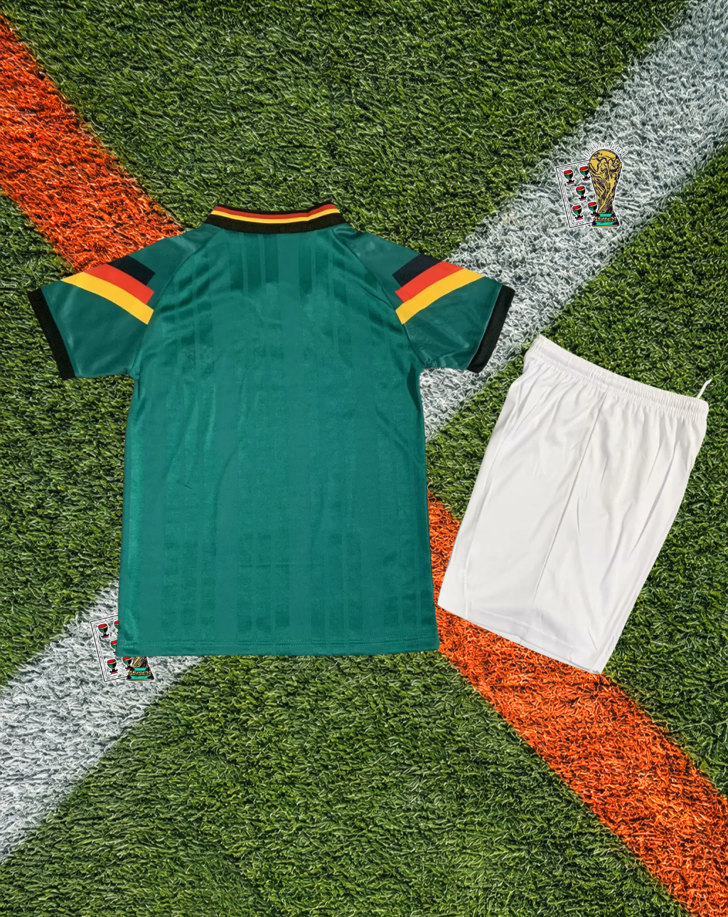 Germany 1992 Away Vintage Jersey – Deep Teal Flag Shoulder Stripe V-Neck White Shorts - Youth Edition